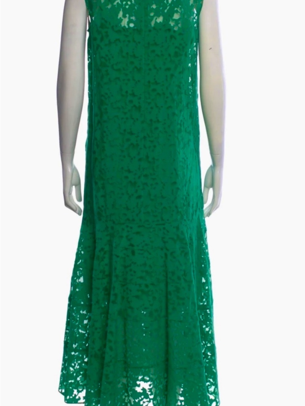 Akris Punto Emerald Tech Green Burnout Jacquard Flare Midi Dress NWT